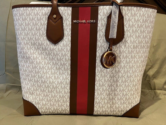 MK Luxury Style Eva Large Logo Striped Tote Bag